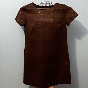 XHILARATION Women Metallic Black Mini Dress / Tunic Fit Short Sleeve Size L